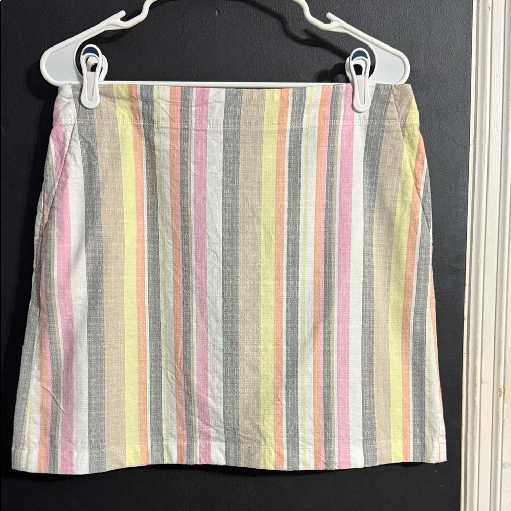 LOFT Striped Cotton Stretch Mini Skirt Pockets Size: 8